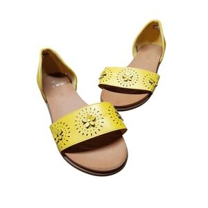 Andiamo Abraxton Wide Yellow Floral Perforated D'Orsay Flat Sandals‎ Womens 10W